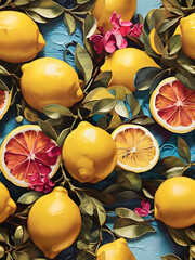 The vibrant burst of color and texture in a macro lemon oil painting, with intricate brushstrokes,Ai generatd