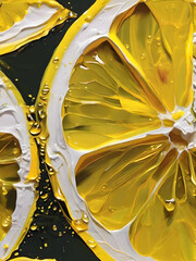  Macro lemon oil paintings, with each piece capturing the essence of this citrus fruit in a visually stunning and creative way,Ai generatd.