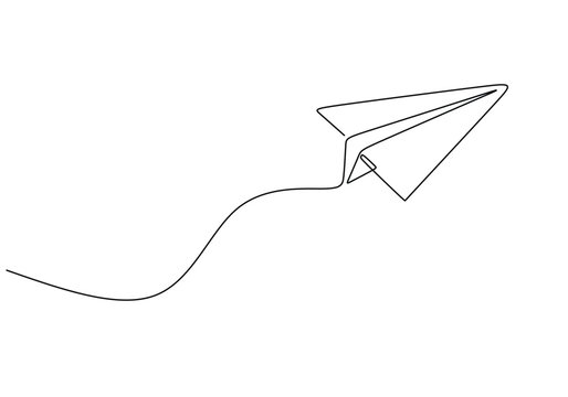 recommend clip art: Paper plane craft in continuous line drawing style. Vector illustration minimalist design hand drawn