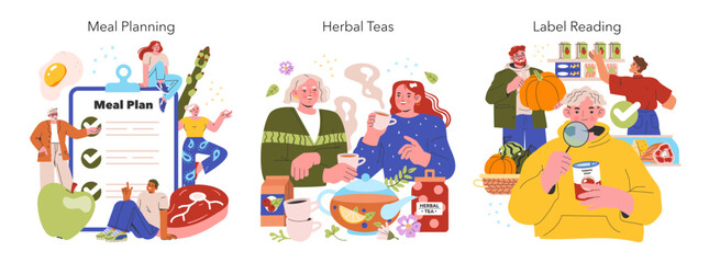 Fototapeta premium Low Histamine Diet. Flat Vector Illustration