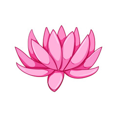 nature lotus flower cartoon. pink leaf, yoga beauty, abstract meditation nature lotus flower sign. isolated symbol vector illustration
