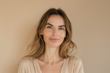 Fototapeta premium A close up portrait of a woman with a subtle smile