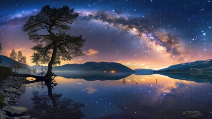 Heavenly Reflections: Milky Way's Marvel Captured in a Lake's Reflection
