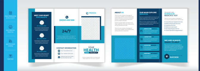 Tri fold medical brochure template design, Modern and clean medical Tri-fold Brochure design