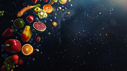 Cosmic Gastronomy - Floating Food Icons in Space