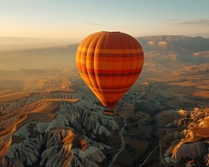 Obraz premium Captivating Air Balloon Ride over Majestic Cappadocia Landscapes at Enchanting Sunrise or Sunset