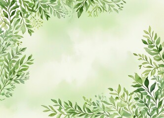 A watercolor background of green leafy branches