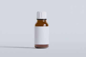 Packaging bottle brown color and white blank label for medicine, pill or supplement, cosmetic, chemical and etc on white background