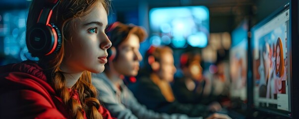 Film Students Collaboratively Editing Project Storytelling Through Cinema Educational and Career Concept