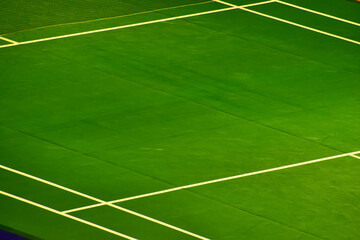 Obraz premium The scene of badminton court. Indoor badminton court. Sport or recreation concept.