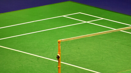 The scene of badminton court. Indoor badminton court. Sport or recreation concept.