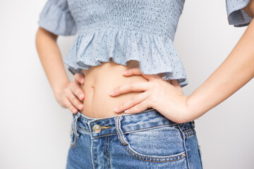 Portrait of heathy beautiful women waist