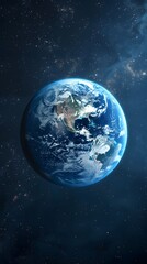 Naklejka premium Galactic Awakening: Sunrise Over Earth, Sun, and Stars.. Panoramic view of the Earth, sun, star and galaxy. Sunrise over planet Earth, view from space