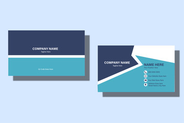 business card template design with dark blue and sky clourfull card 