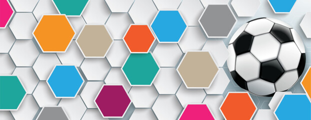 Football Colored Hexagon Structure Left Grey Edge Header