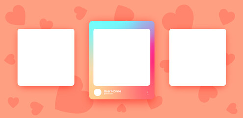 Social media frame collection template. Colorful social media interface.