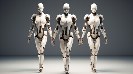 Obraz premium Robotic Elegance: White-Cased Companions
