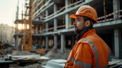 Inspector reviewing progress and safety on the construction site