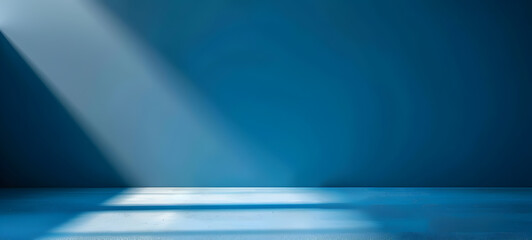 A blue room with light