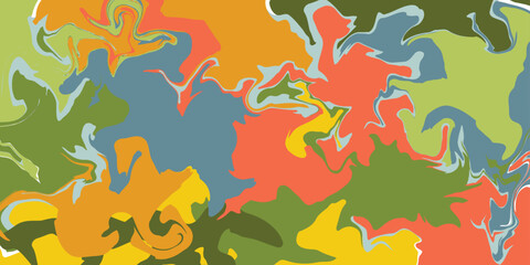 Abstract style chaotic wavy summer blue, yellow, orange, green, red background. Hand drawn multicolored vector illustration for cards, business, banners, wallpaper, textile, wrapping	