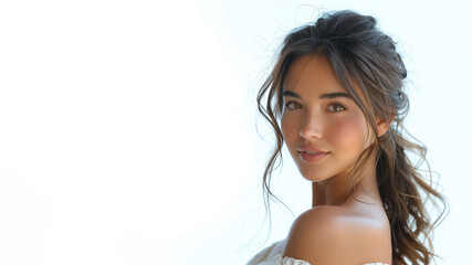 Arabian smile woman with healthy facial skin for skincare cosmetic advertise