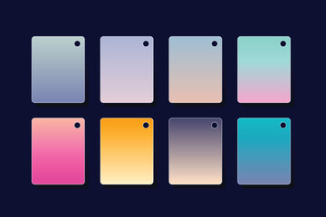 Gradient color set element set. Gradient shades combination. Vibrant colorful gradients color swatches set