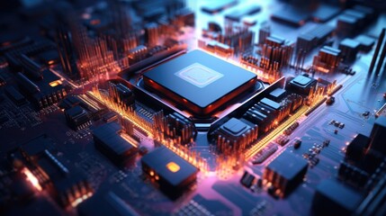 Fototapeta premium Cutting-edge Technology: Inside the Futuristic Computer's Microscopic World