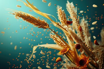 Naklejka premium Windborne Wealth: The Majesty of Agricultural Seeds