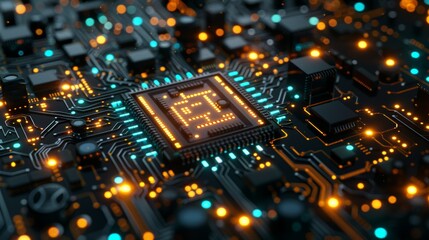 Obraz premium Future technology chip set on circuit board for future technology