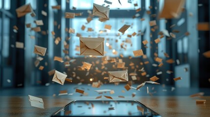 Electronic Clutter: Envelopes Amass Around Smartphone