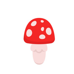 Red and white spotted mushroom. Wild mushroom, forest flora cartoon vector illustration