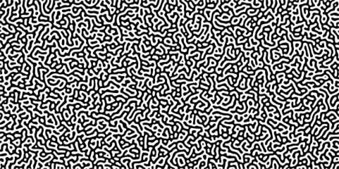 Turing reaction diffusion monochrome seamless pattern with chaotic motion .Linear design with biological shapes. Organic lines in memphis. abstract turing organic wallpaper background .	