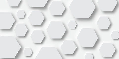 Abstract hexagon background. Futuristic abstract honeycomb mosaic white technology background. Surface polygon pattern with glowing hexagon paper texture and futuristic business. graphic concept.
