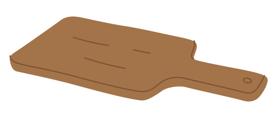 Wooden cutting board. Rustic kitchen utensil, cooking accessory for chopping. Clean new wood kitchenware.