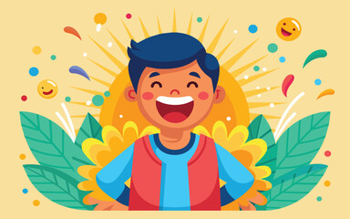 happy boy cartoon vector illustration