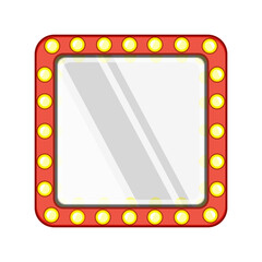 lamp makeup mirror frame cartoon. banner dressing, room artist, retro bright lamp makeup mirror frame sign. isolated symbol vector illustration