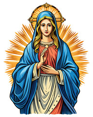 Obraz premium The Feast of the Immaculate Conception celebrates the Immaculate Conception of the Blessed Virgin Mary on 8 December, nine months before the feast of the Nativity of Mary on 8 September
