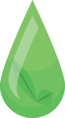 Green drop containing a leaf is symbolizing environmental conservation and the importance of protecting our planet