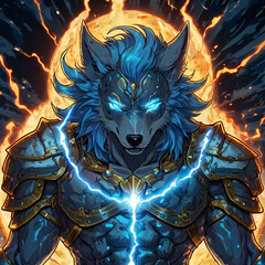 Image of a wolf knight in an angry and elegant pose