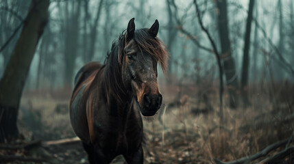 Beautiful photo of a brown horse in nature.