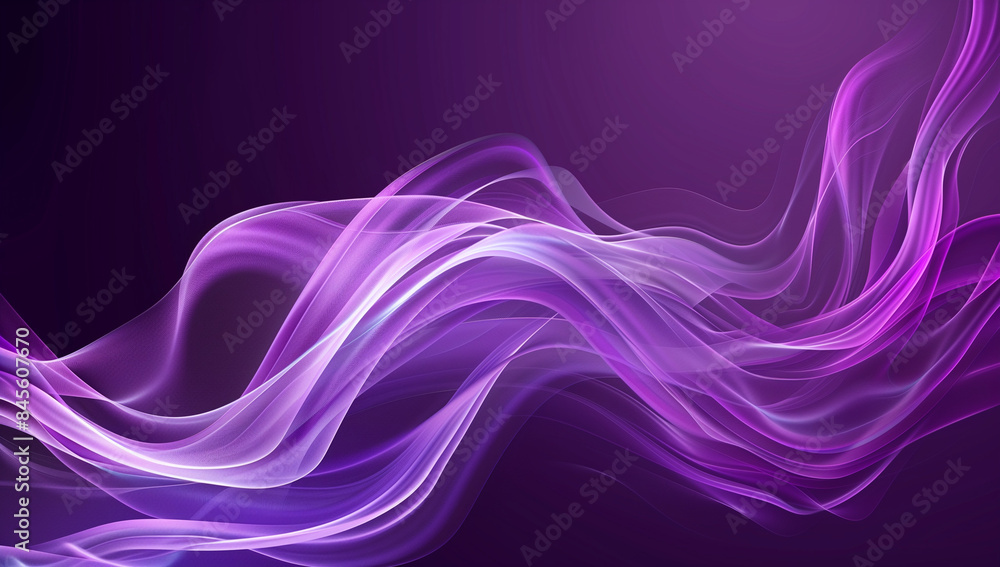 Poster abstract purple background with flowing waves of light, perfect for creating an elegant and modern d