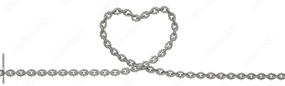 Poster a modern twist on love! this 3d render showcases sharp metal chains intricately woven into a heart s
