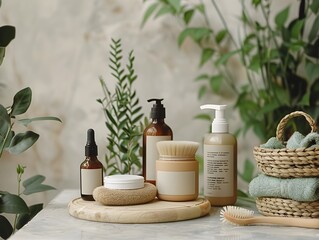 Minimalist Eco Friendly Beauty Products on Sustainable Display for Wellness Concept