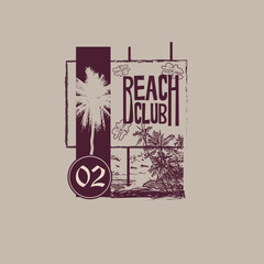 Beach Club Summer typography seashore poster graphic tee