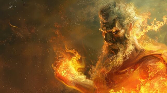 prometheus the mythological greek god of fire digital painting