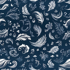 seamless pattern of white feathers, vector ready for design 