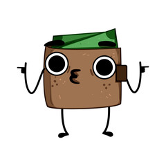 wallet purse character cartoon. woman happy, money empty, people broke wallet purse character sign. isolated symbol vector illustration