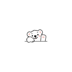 Cute polar bear waving paw cartoon, vector illustration