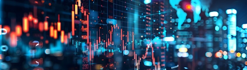 Obraz premium AI Powered Trading Algorithms Disrupting Modern Financial Hub at Night