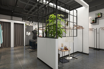 3d render of modern fashion cloth shop